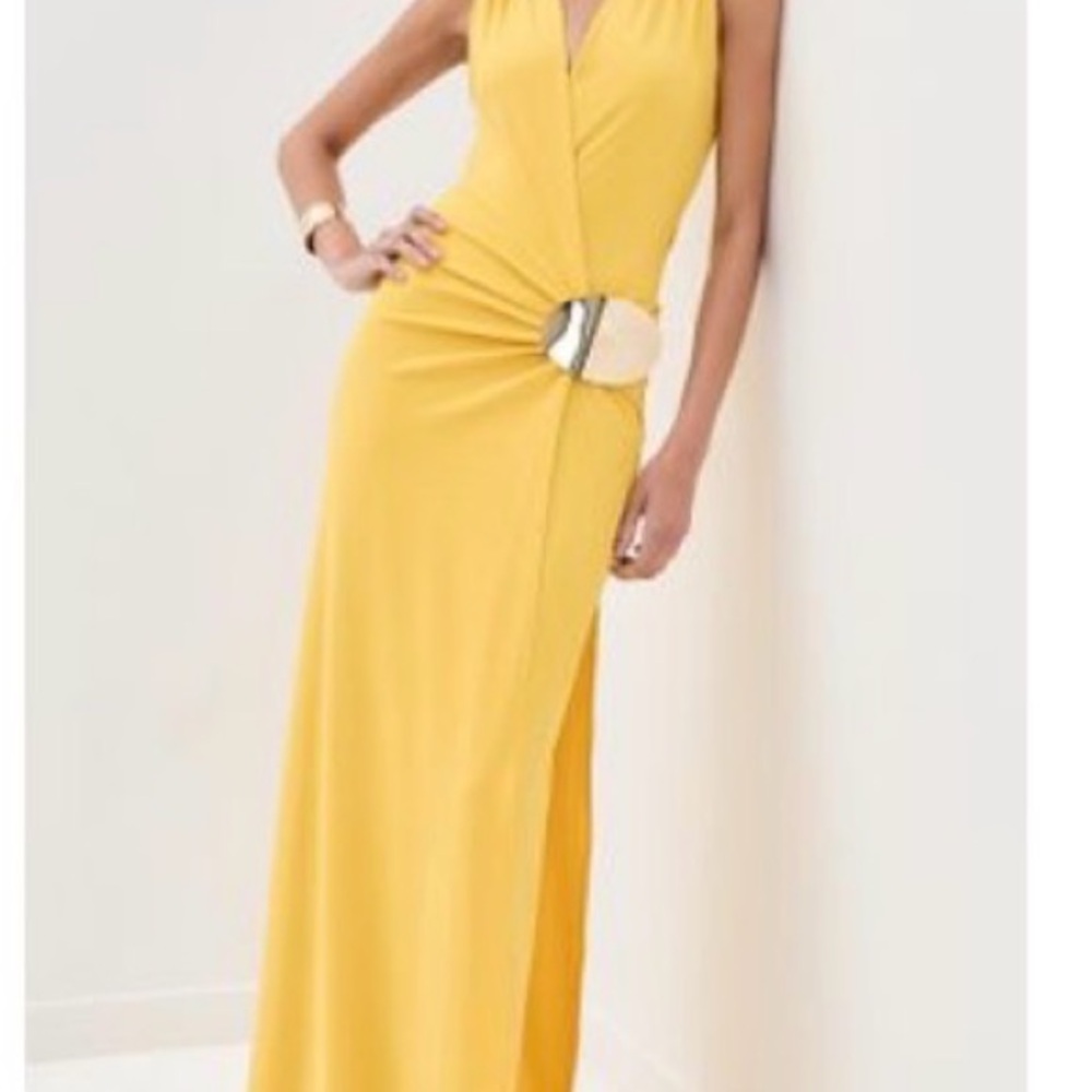 Silvia Tcherassi Yellow Maxi Dress with Gold Accent